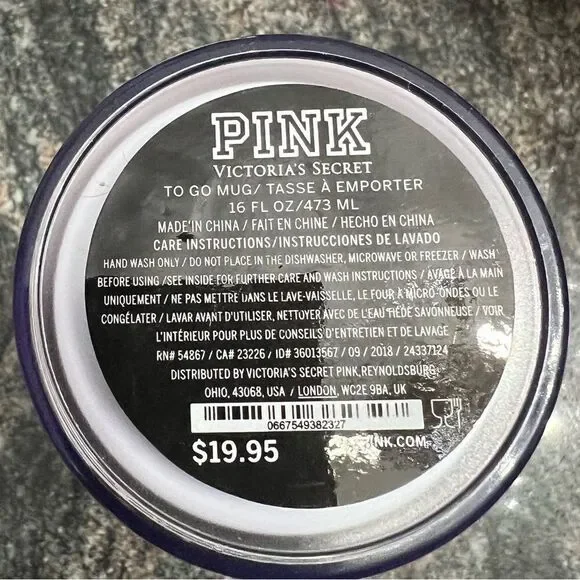 Victorias Secret Pink To Go Tumbler Travel Coffee Cup Mug 16 fl oz - Picture 4 of 4